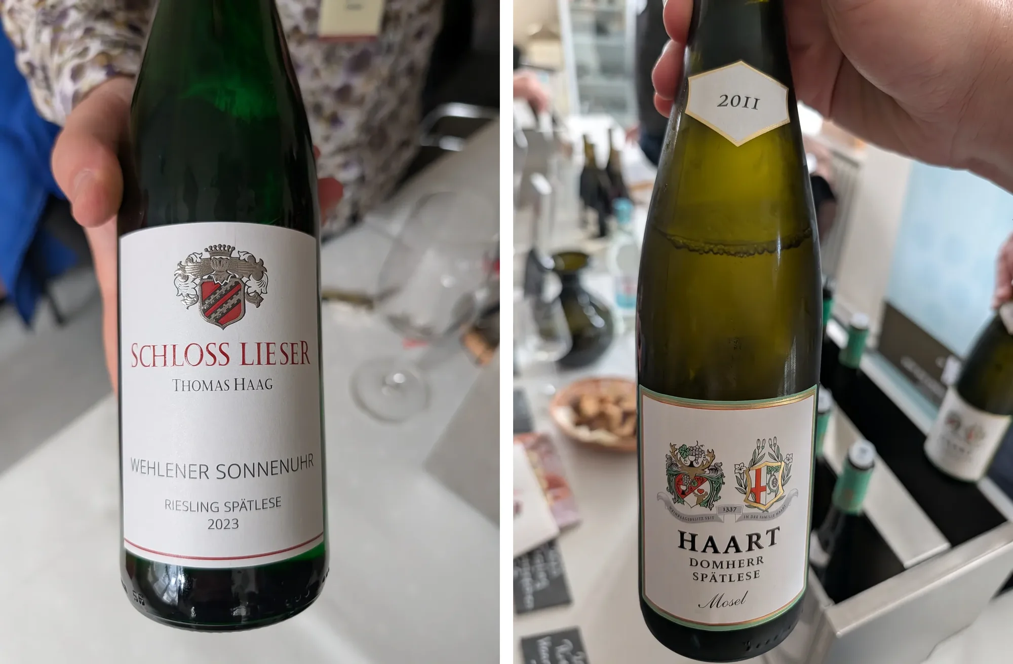 Schloss Lieser Wehlener Sonnenuhr Riesling Spätlese 2023 and Haart Domherr Riesling Spätlese 2011